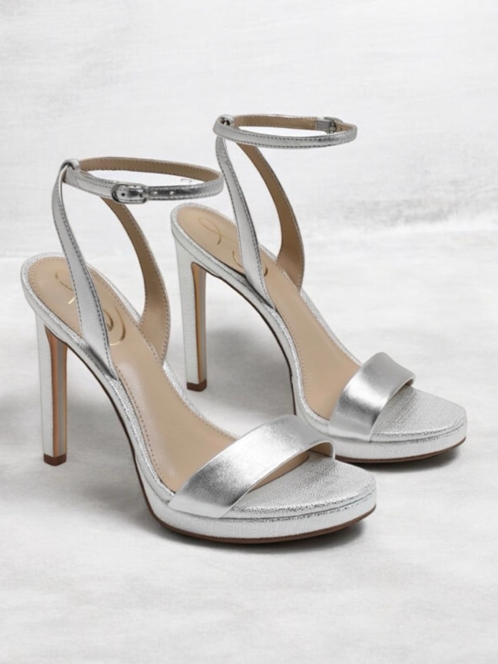 Sam Edelman Jade Silver Ankle Strap Heels